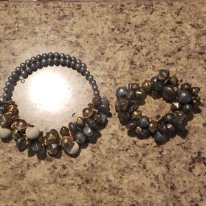 Metallic beaded bracelet and necklace set
